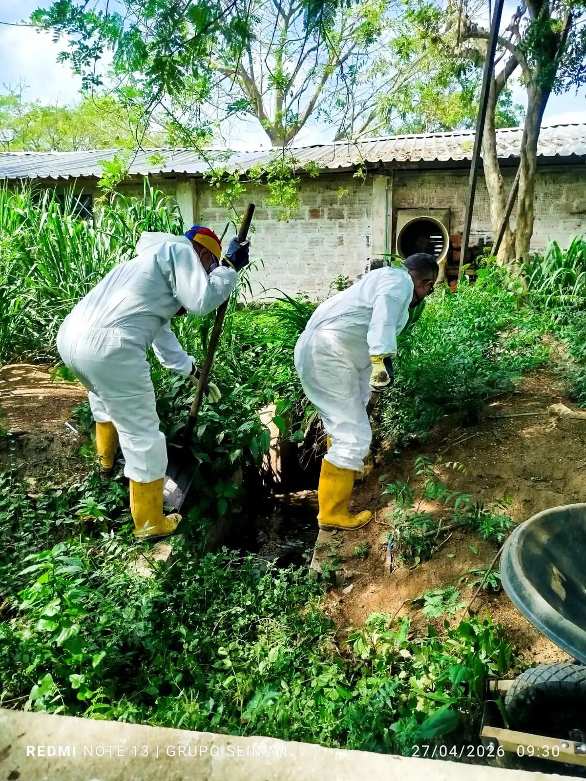 Personal de Seiman realiza limpieza en un sistema de drenaje